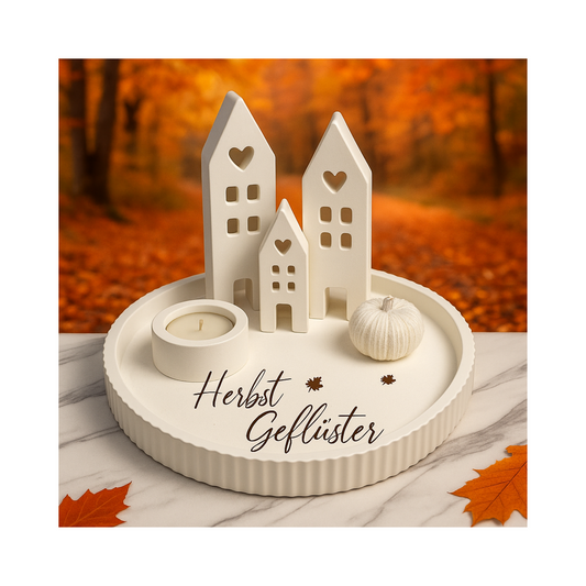 Tablett " herbstliches Lichterdorf"