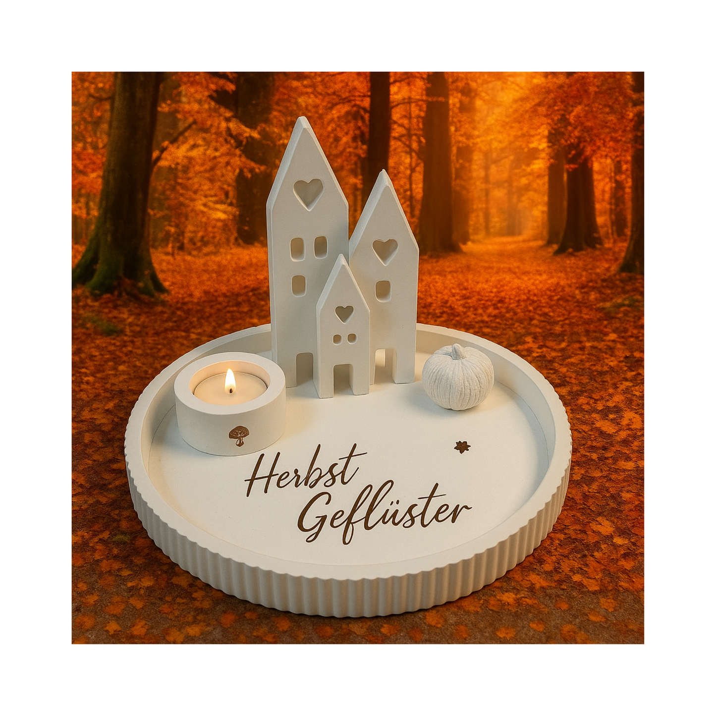 Tablett " herbstliches Lichterdorf"