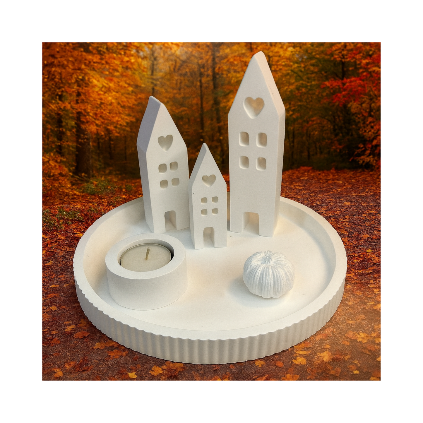 Tablett " herbstliches Lichterdorf"