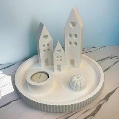 Tablett " herbstliches Lichterdorf"