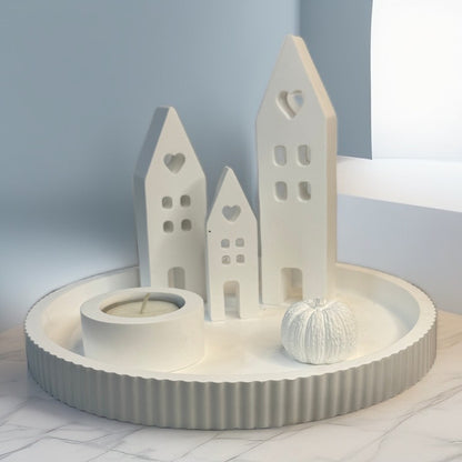 Tablett " herbstliches Lichterdorf"